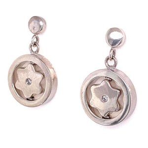 Montblanc Diamond Sterling Silver Drop Earrings